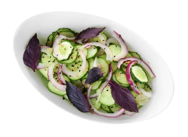 Fresh cucumber salad on plate — Stock Photo, Image