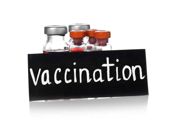 Svart kort med ordet Vaccination — Stockfoto
