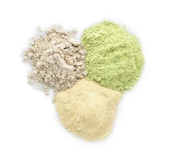 Varie polveri colorate superfood — Foto Stock