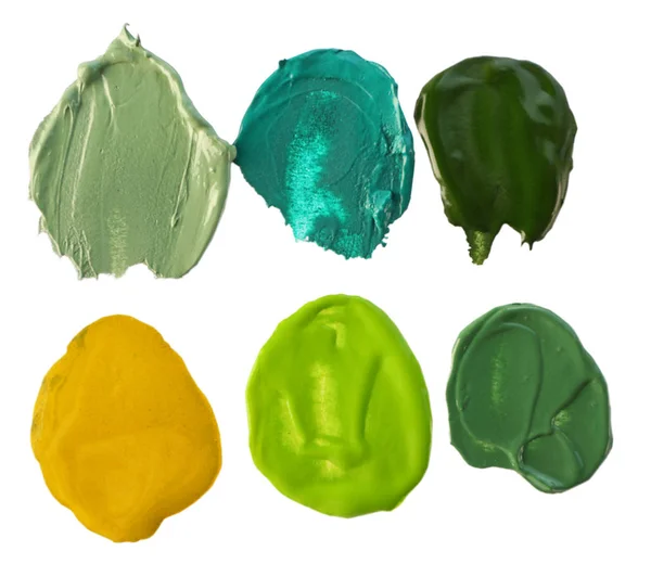Pinceladas de tinta oleosa verde — Fotografia de Stock