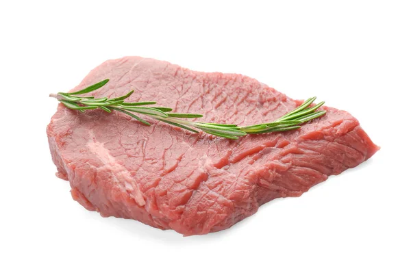 Carne crua fresca com alecrim — Fotografia de Stock