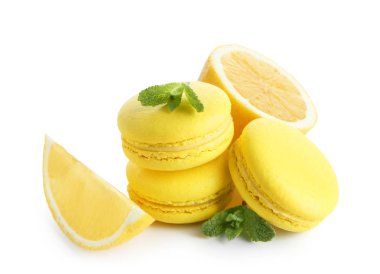 Limon macarons dilimlenmiş meyve 