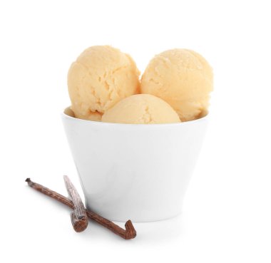 Vanilyalı dondurma ile kase 