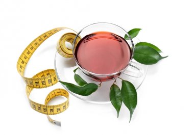 Fincan çay ve ölçüm bandı 
