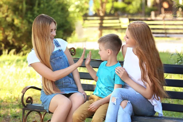 Lesbian couple with foster son — Stock Photo, Image