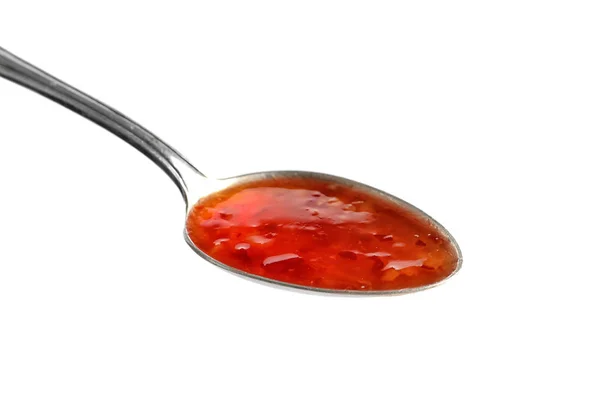 Chili sauce in spoon — Stock Photo, Image