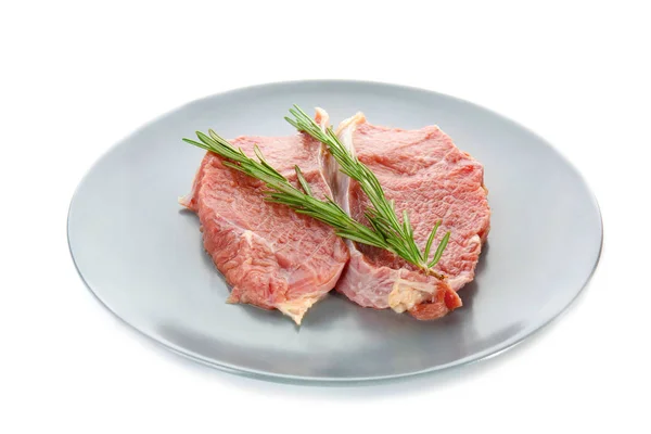 Płyta z surowego mięsa — Zdjęcie stockowe