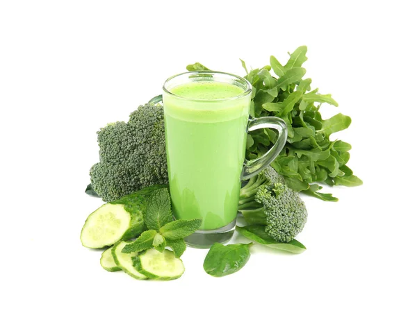 Glass of green healthy juice — Stock Photo, Image