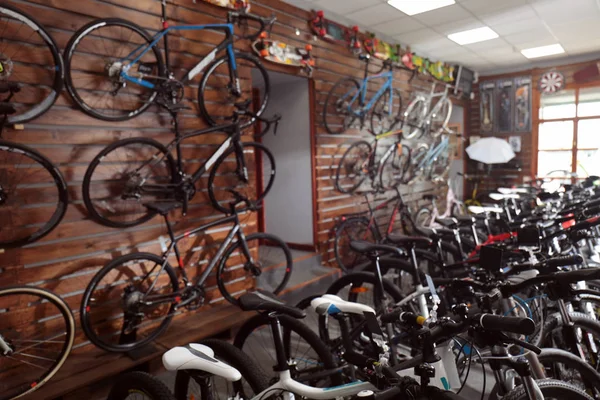 Different bicycles in shop — Stock Photo, Image