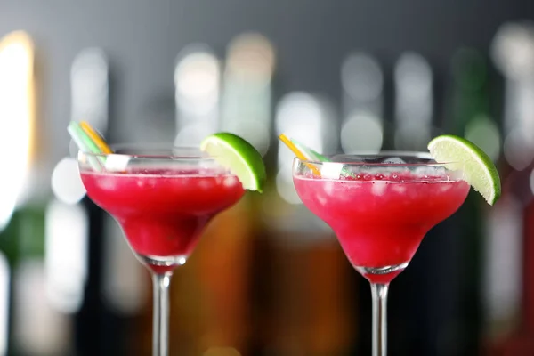 Glasses of strawberry cocktail — Stock Photo, Image