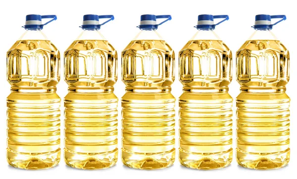 Bottles with cooking oil — Stock Photo, Image