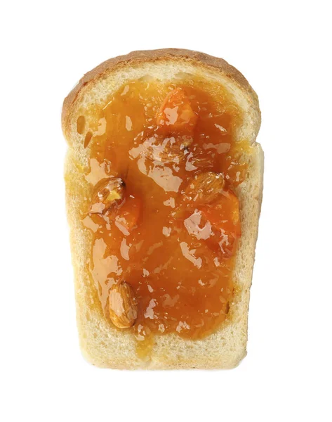 Slice of bread with apricot jam — Stock Photo, Image