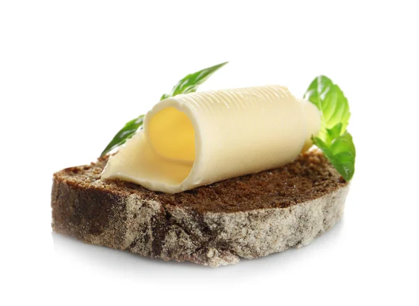 Dilim ekmek ve tereyağı curl ile — Stok fotoğraf