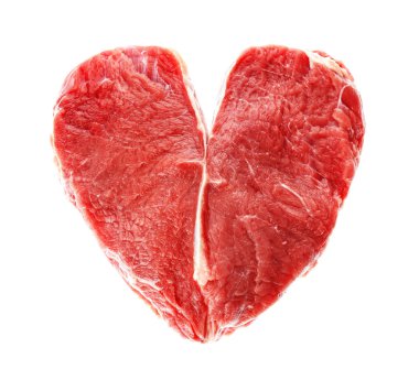 Kalp şeklinde taze çiğ et 