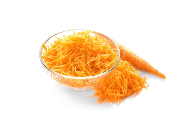 Bowl and grated carrot — Stock Photo, Image