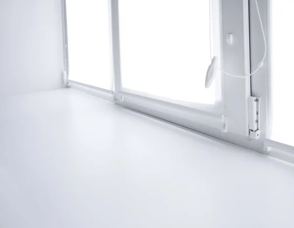 Modern white plastic window sill — Stock Photo, Image