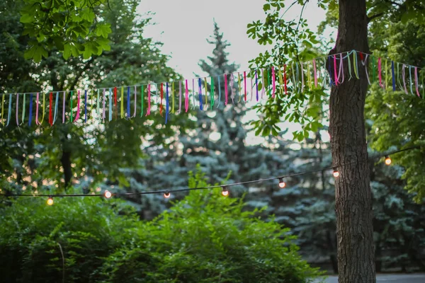 Ciudad parque decorado con guirnaldas — Foto de Stock
