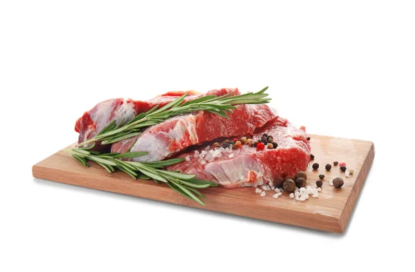 Wooden board with fresh raw meat — Stock Photo, Image