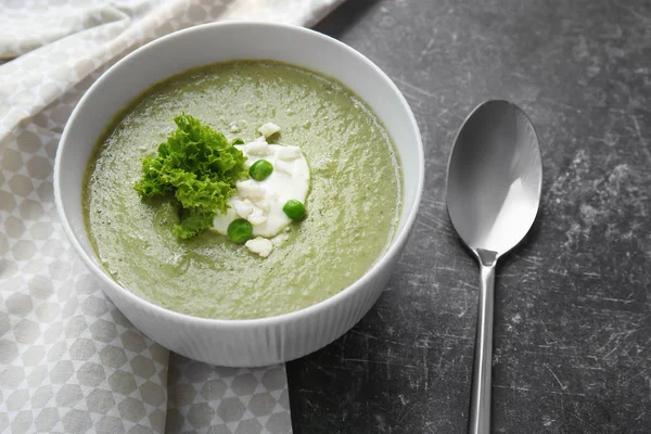 Bowl with fresh kale soup — Stock Photo, Image