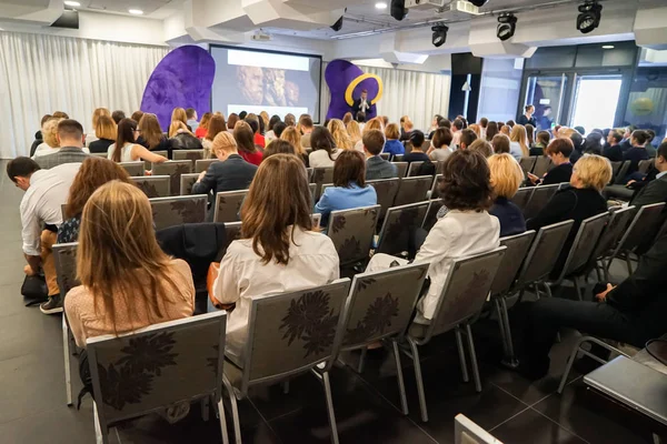 Group of people during presentation in conference hall — Stock Photo, Image