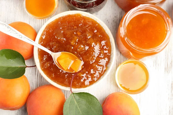 Composition with apricot jam — Stock Photo, Image