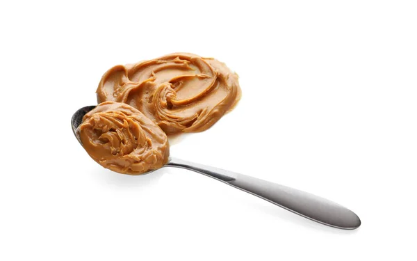 Вершкове арахісове масло в ложці — стокове фото