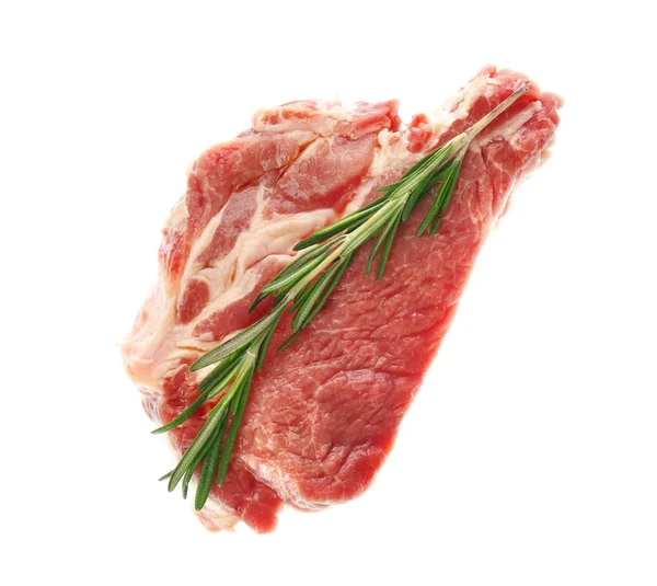 Carne fresca cruda con romero — Foto de Stock