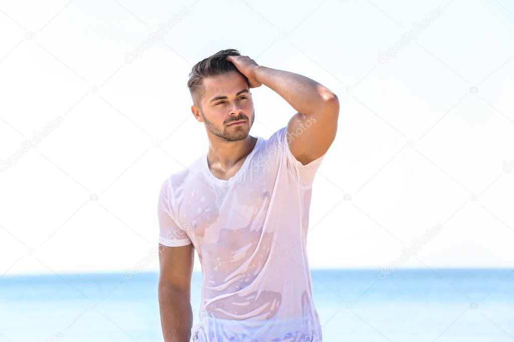 young man on beach