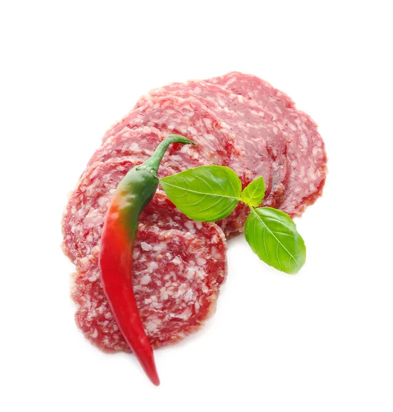 Deliziosa salsiccia affettata — Foto Stock