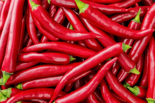 Many red chili peppers as background — Stock Photo, Image
