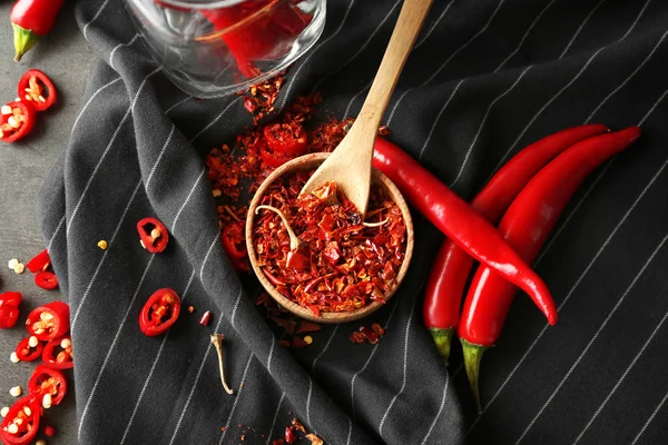 Chili flakes and pepper pods