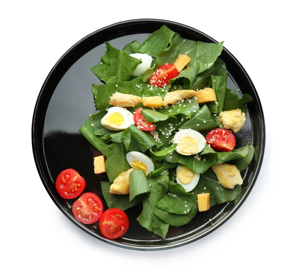 Plate of salad with quail eggs — Stock Photo, Image