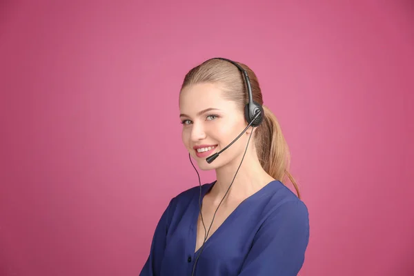 Beautiful young woman with headset