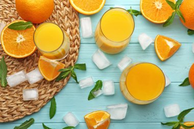 taze meyve suyu ve portakal