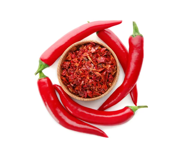 Red chili flakes with pepper pods