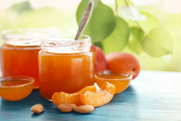 Apricot jam in jars — Stock Photo, Image