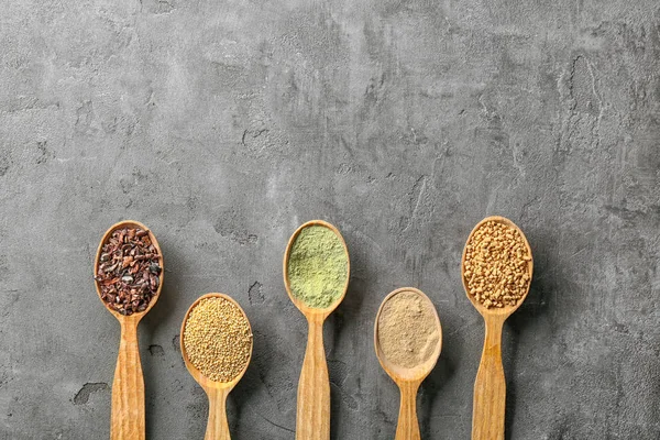 Zusammensetzung mit einem Sortiment von Superfood-Produkten — Stockfoto