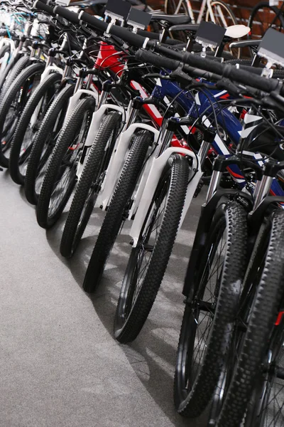 Row of new bicycles