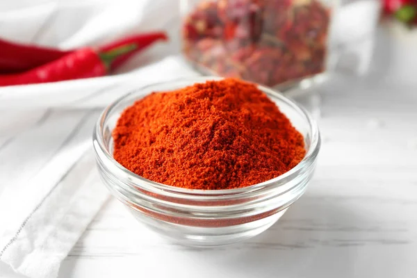 Chili powder in bowl — Stock Photo, Image