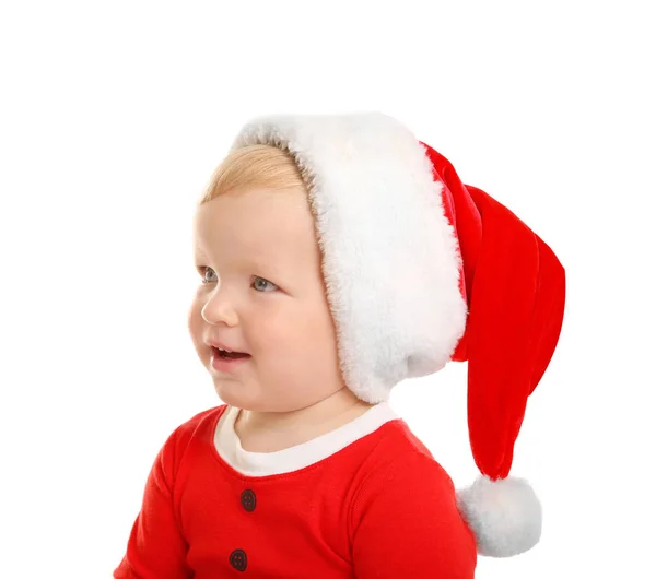 Glada lilla barnet i Santa dräkt — Stockfoto