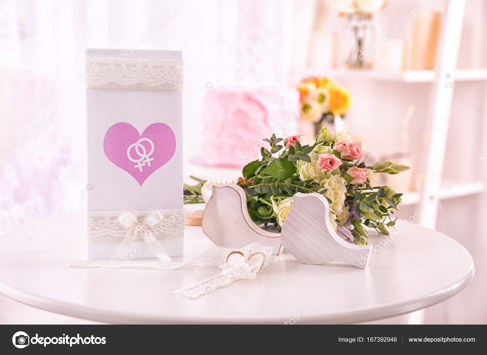 Lesbian Wedding Accessories Stock Photo C Belchonock 167392946