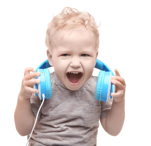 Cute little boy with headphones — Stock Photo, Image