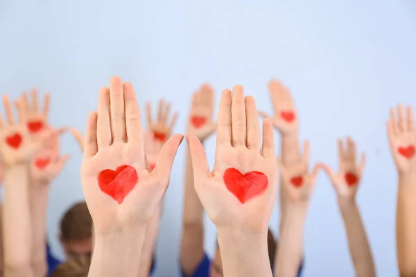 Hands with little hearts — Stock Photo, Image