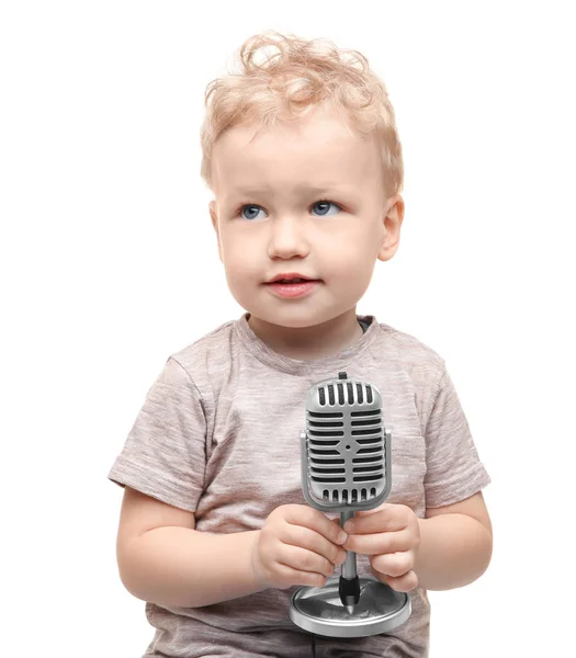 Lindo niño con micrófono — Foto de Stock