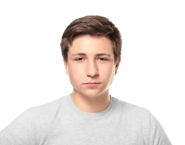 Niedliche Teenager Junge posiert auf weißem Hintergrund — Stockfoto