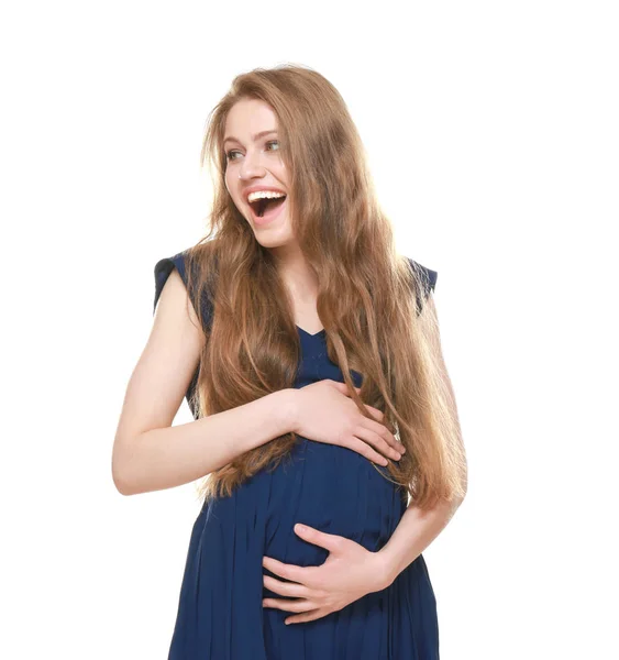 Emocionální těhotná žena — Stock fotografie