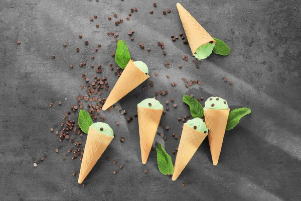 Mint Chocolate Chip Ice Cream — Stockfoto