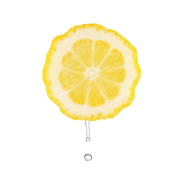 Fresh slice of lemon with water — Stock Photo, Image