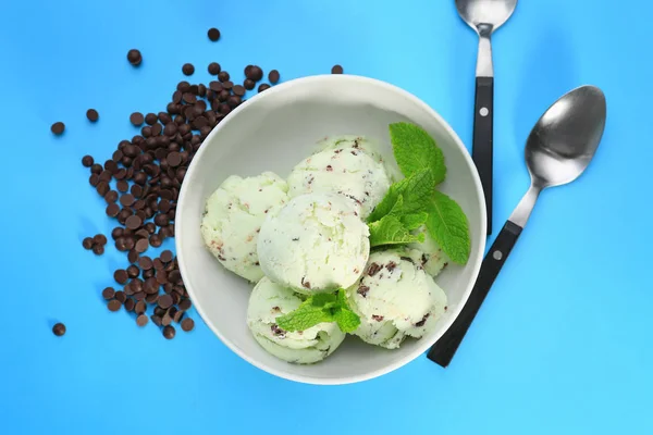 Chocolate de menta Chip Ice Cream — Fotografia de Stock