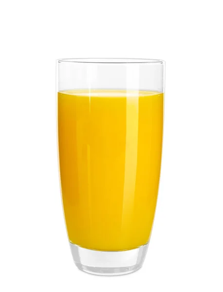 Ποτήρι φρέσκου χυμού πορτοκαλιού σε λευκό φόντο — Φωτογραφία Αρχείου